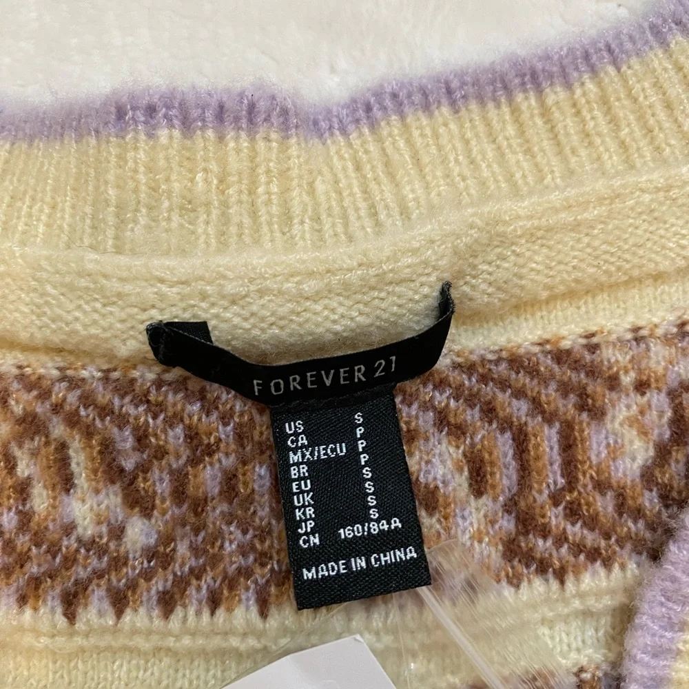 NWT! Forever 21 Cream and Purple Floral Print Cardigan Small Cottagecore